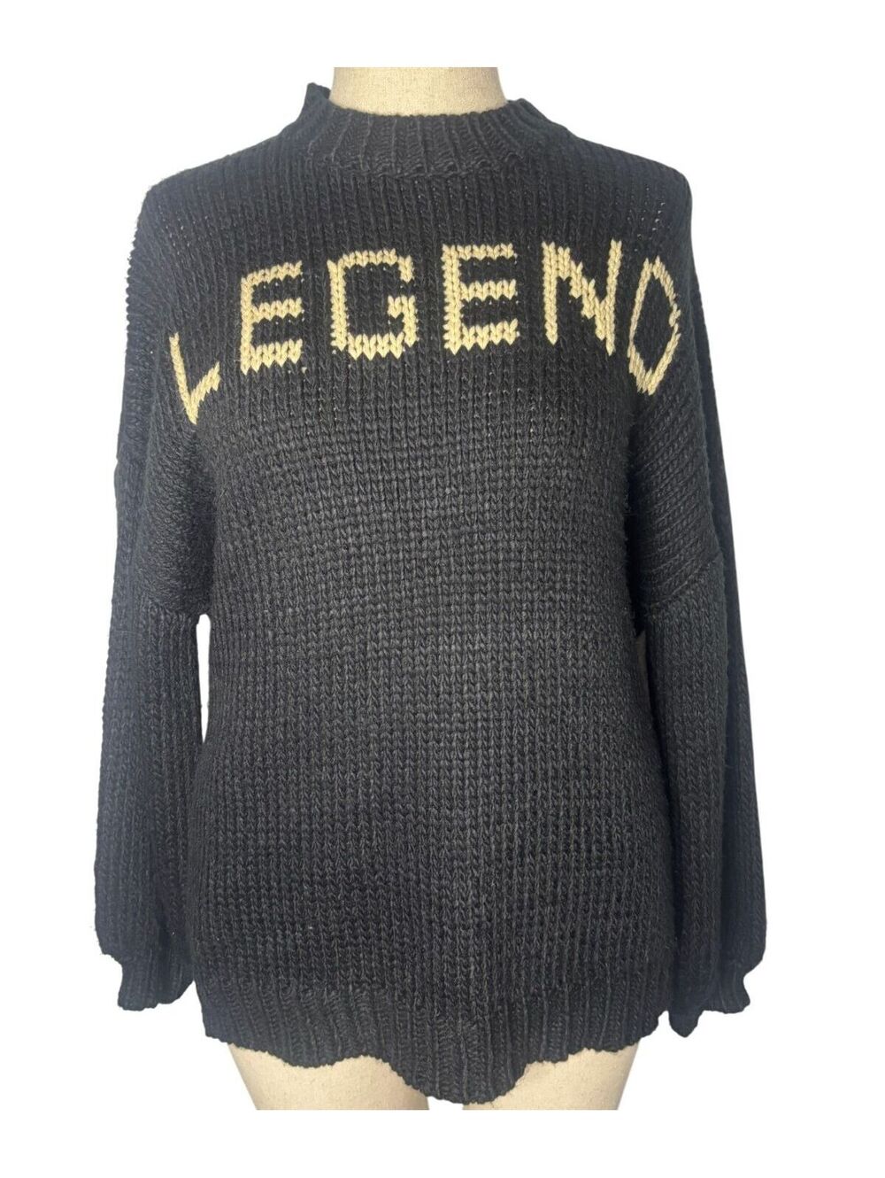 RARE - Dressed in LALA "LEGEND" Oversized Black Crewneck Knit Sweater L XL